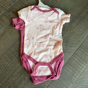 Chick Pea Baby Girls 2 Pack Bodysuits Pink Floral Short Sleeve 3-6 Months